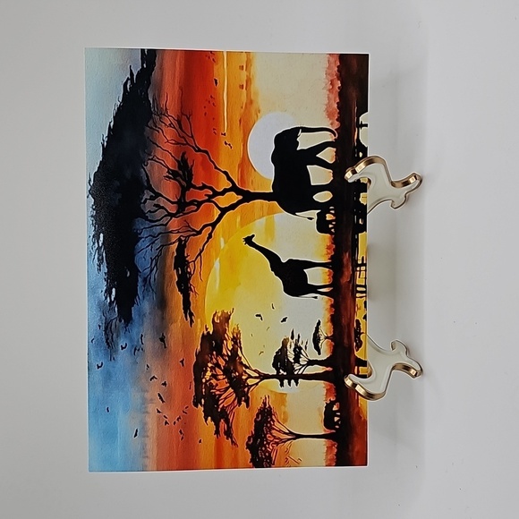 4x6 African Safari Watercolor Oil Painting Print Sunset Landscape Majestic - Picture 5 of 5